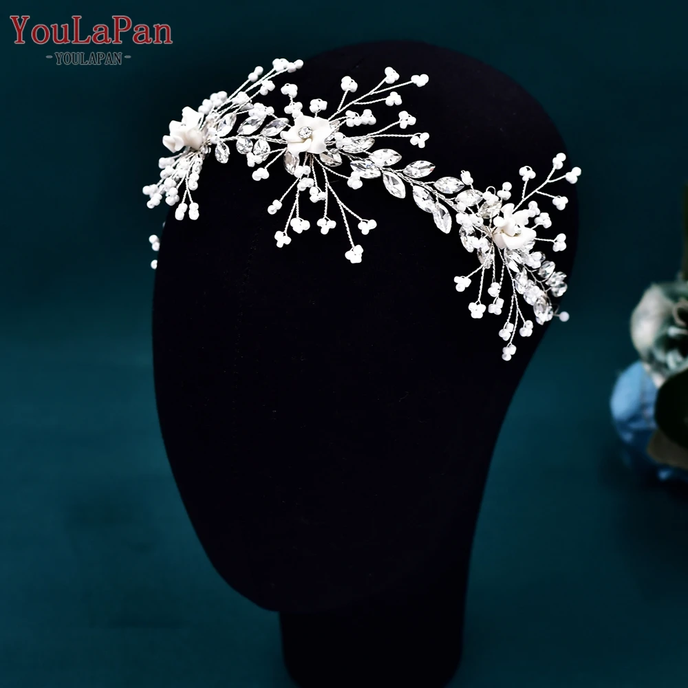 

YouLaPan Rhinestone Flower Headband Bridal Wedding Dress Crystal Hairpiece Woman Jewelry Hair Accessories Bride Headwear HP602