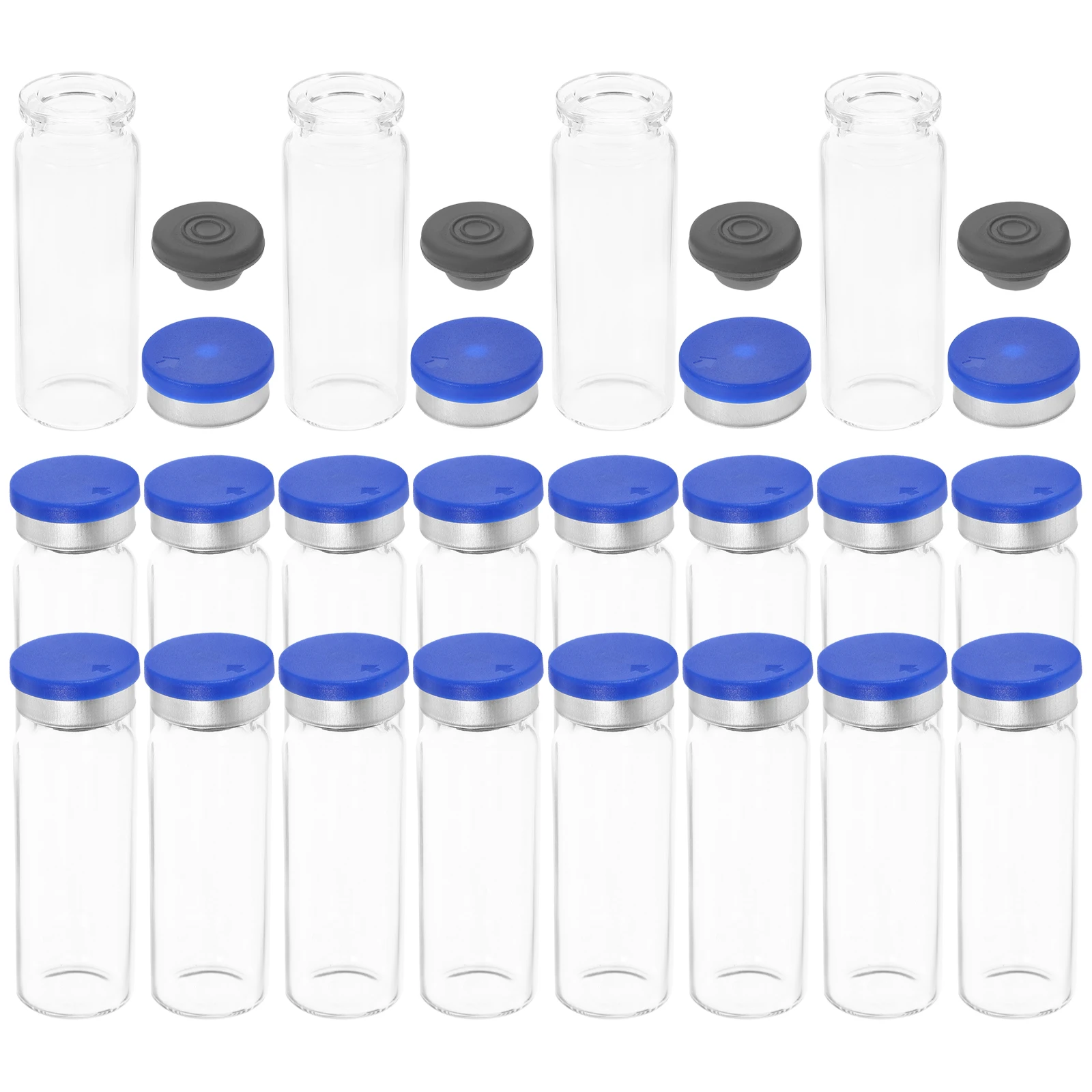 

20pcs Freeze Dry Powder Vials Glass Bottles 22x60mm 12ml Sealing Caps Storage Containers Laboratory Sample Vials