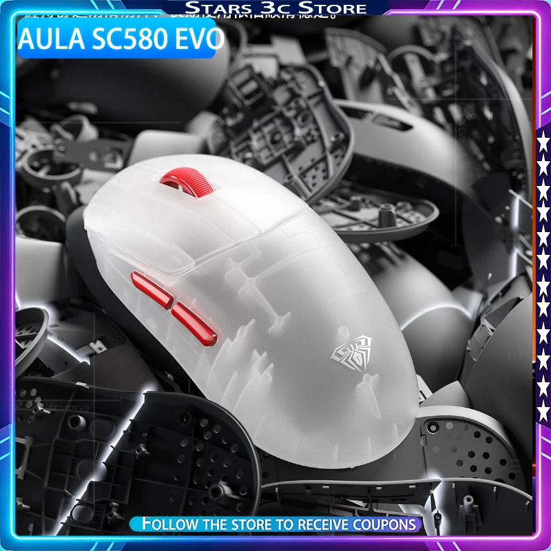 

AULA SC580 EVO Wireless Mouse Tri Mode Ergonomic Lightweight Design Dual 8K Low Latency Gaming Mouse Computer Accessory