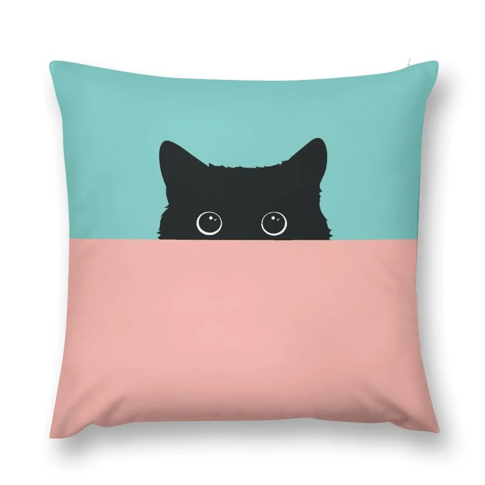 Peeping Black Cat in Retro Color Combo Throw Pillow Sofa Decorative Covers Sofa Cushion Cover New year pillow