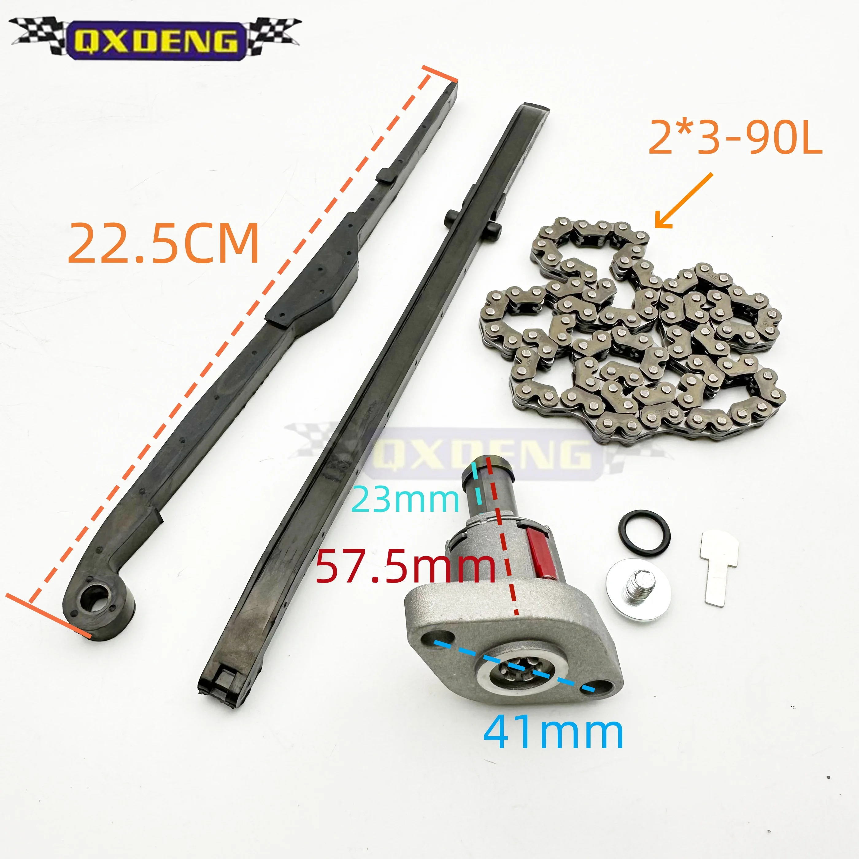 Suitable for moto GY6 50cc 125cc 139QMB Cam Moped ATV Scooter Timing chain 90 links and upper and lower chain guide tensioners