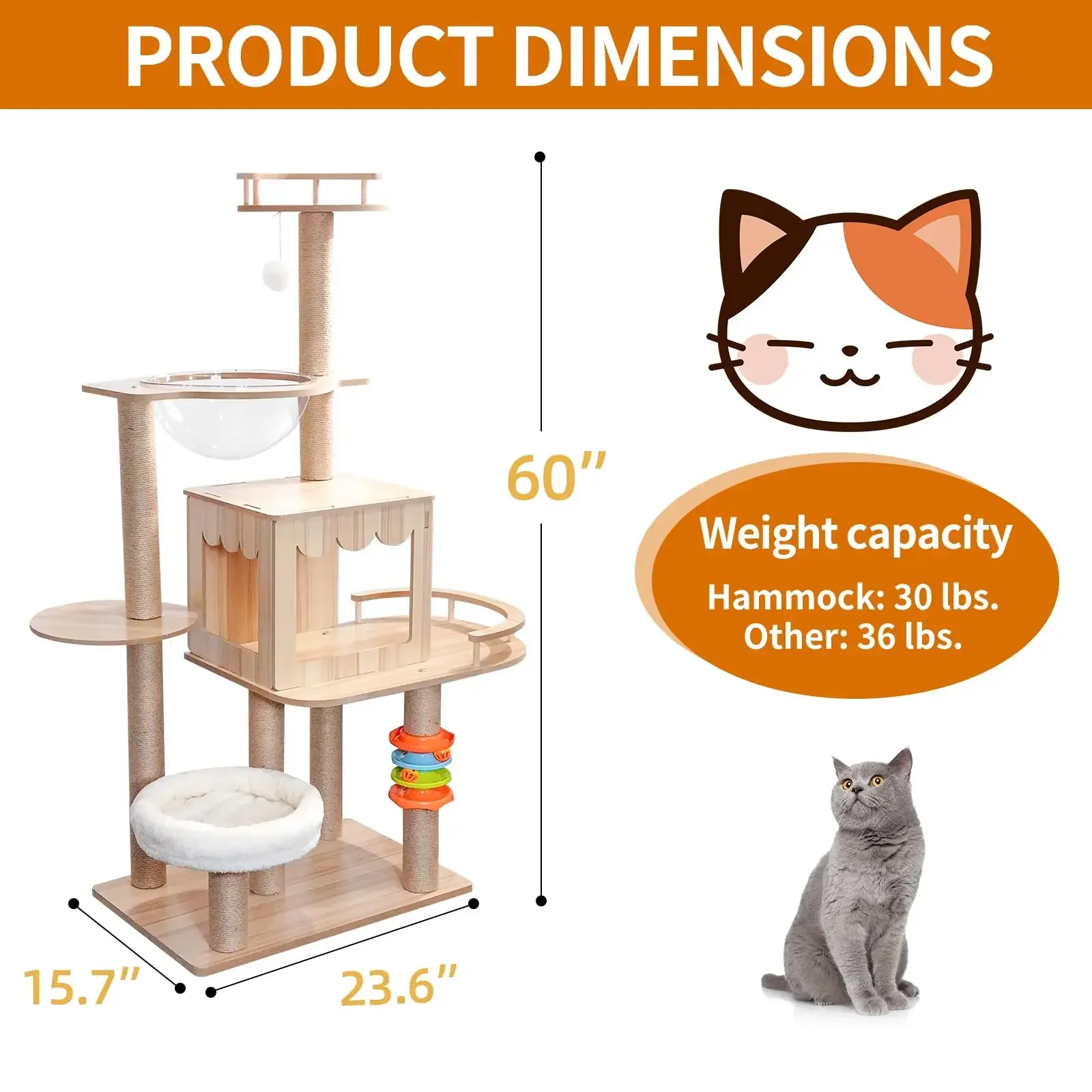 XIANGLONG Modern New Style Solid Wood Cat Tree Tower Natural Scratching House Climbing Frame For Big Cats For Playing