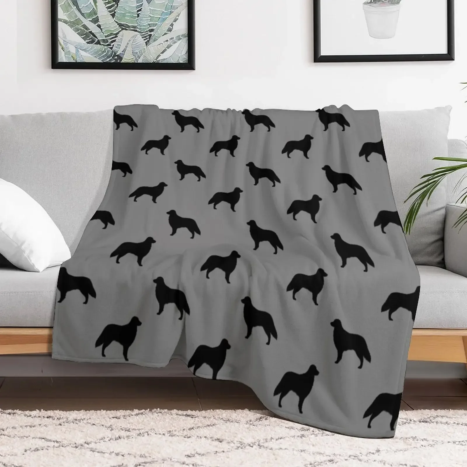 Flat Coated Retriever Silhouette(s) Throw Blanket Flannel For Baby Blankets