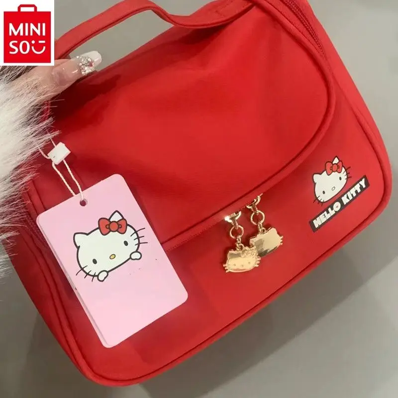 

MINISO Cartoon New Hello Kitty Makeup Bag for Women's Travel Portable Large Capacity Handheld Cute Wash Storage Bag