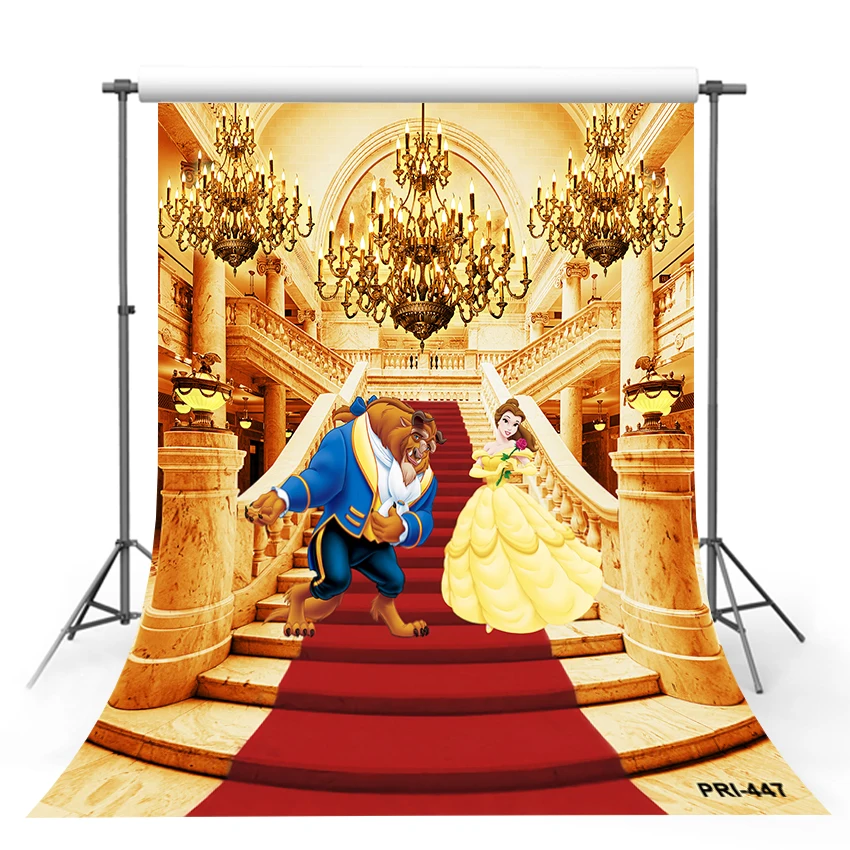 Belle Princes Beauty and The Beast Background Girl Birthday Party Decoration Banner Photography Backdrop Photo Studio Custom