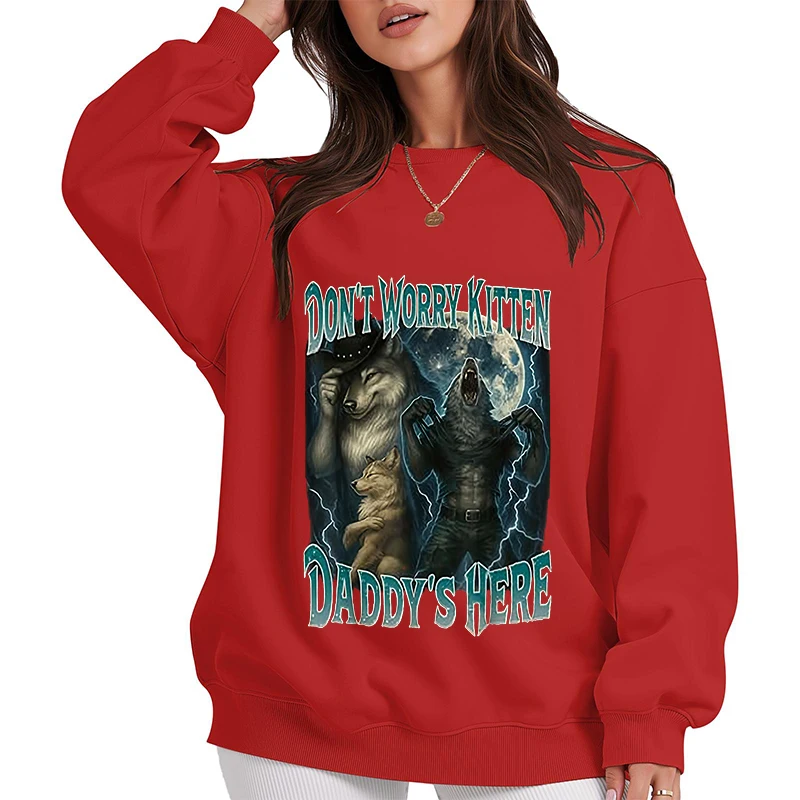 لا تقلق هريرة الأب هنا كول مضحك ألفا وولف ميمي هوديس المرأة موضة Bootleg الساخرة قائلا البلوفرات بلوزات