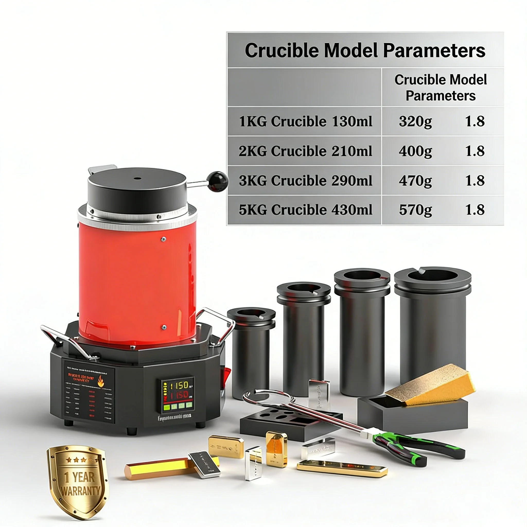 Small 1200 stainless steel motor resistance melting furnace intermediate frequency  crucible, suitable for gold, silver,