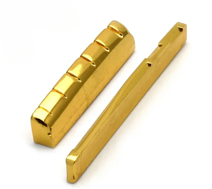 6-String Slotted Brass Gold-Plated Acoustic Guitar Nut And Bridge Saddle - Essential Guitar Parts for Enhanced Performance
