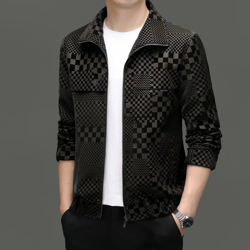 2023 Autumn Winter Men Deerskin Velvet Coat Young and Middle-Aged Business Casual Fashion Large Size PU Leather Jacket