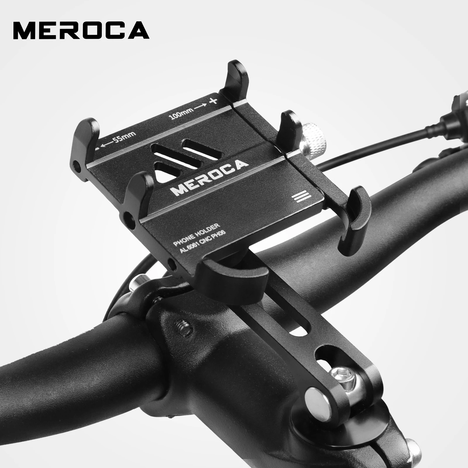 MEROCA Aluminum Alloy Bicycle Cell Phone Holder Anti-sli For 3.5-6.5 Inch Cell Phone Mountain Bike Stem Mount Cell Phone Holder