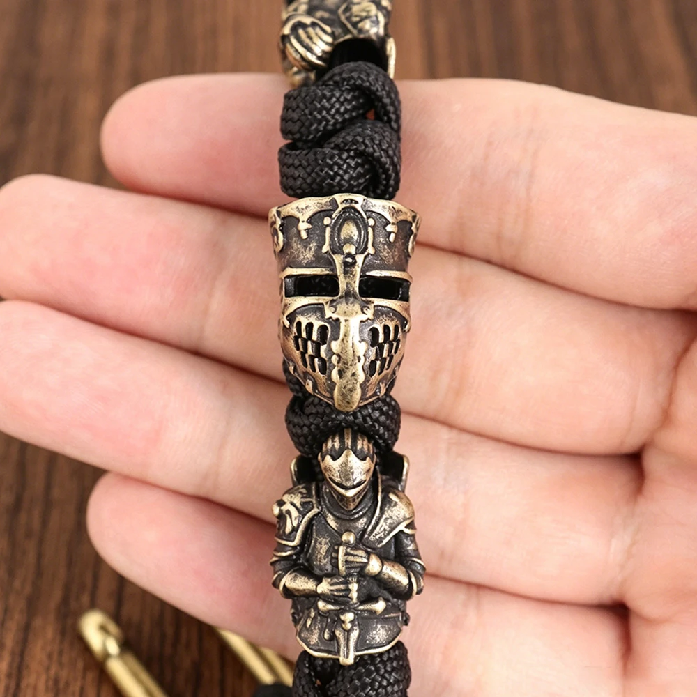 Paracord Templer-Ritter Armband für Männer und Frauen, Handgefertigt, Verstellbar, Vintage Gothic Taktisches Outdoor-Amulett, Schmuckgeschenk, Dropshipping – Detail 5
