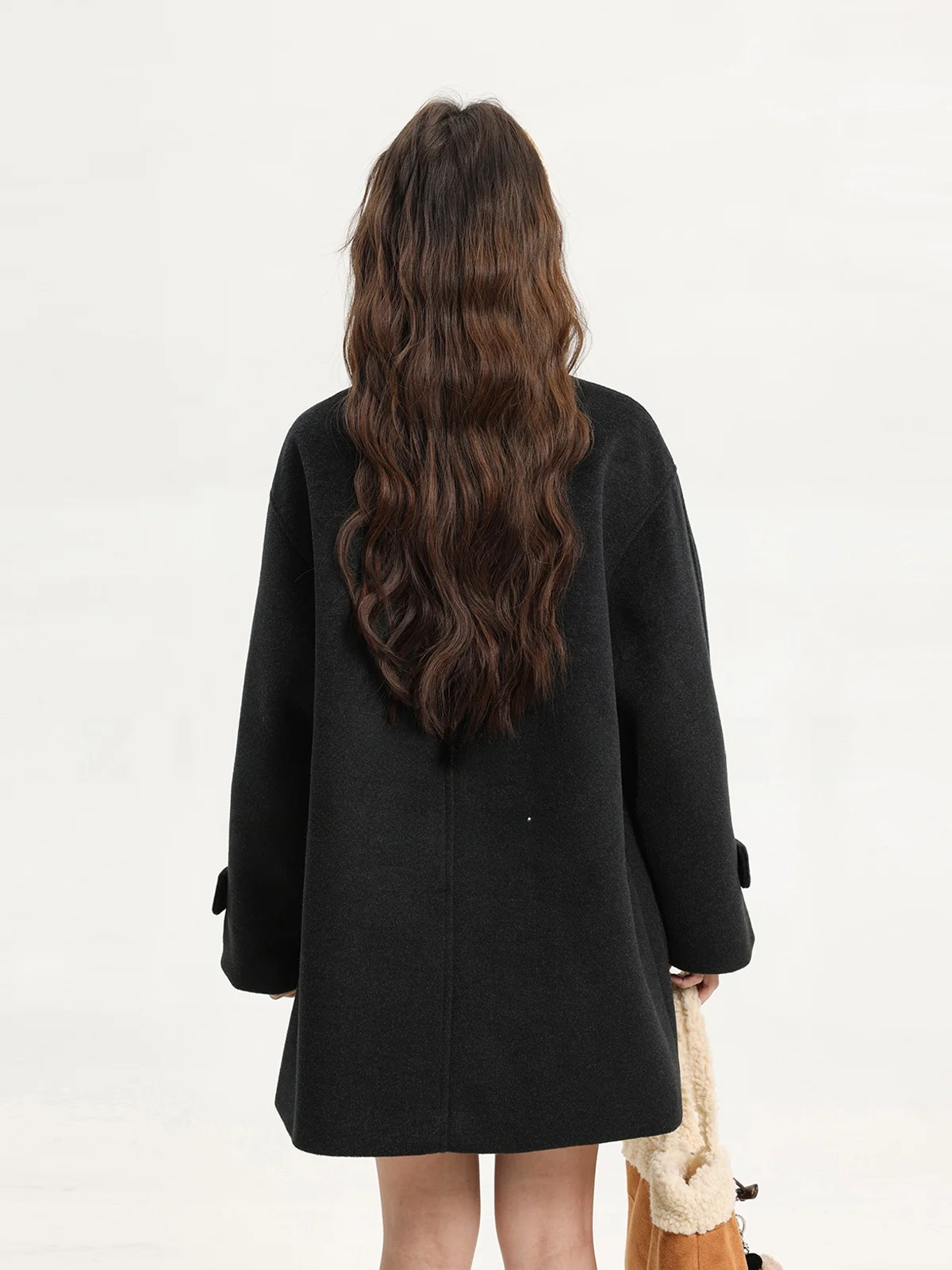 

Корейское шерстяное пальто с воротником-стойкой, винтажное шерстяное пальто на пуговицах, повседневное длинное женское пальто средней длины све, однотонное