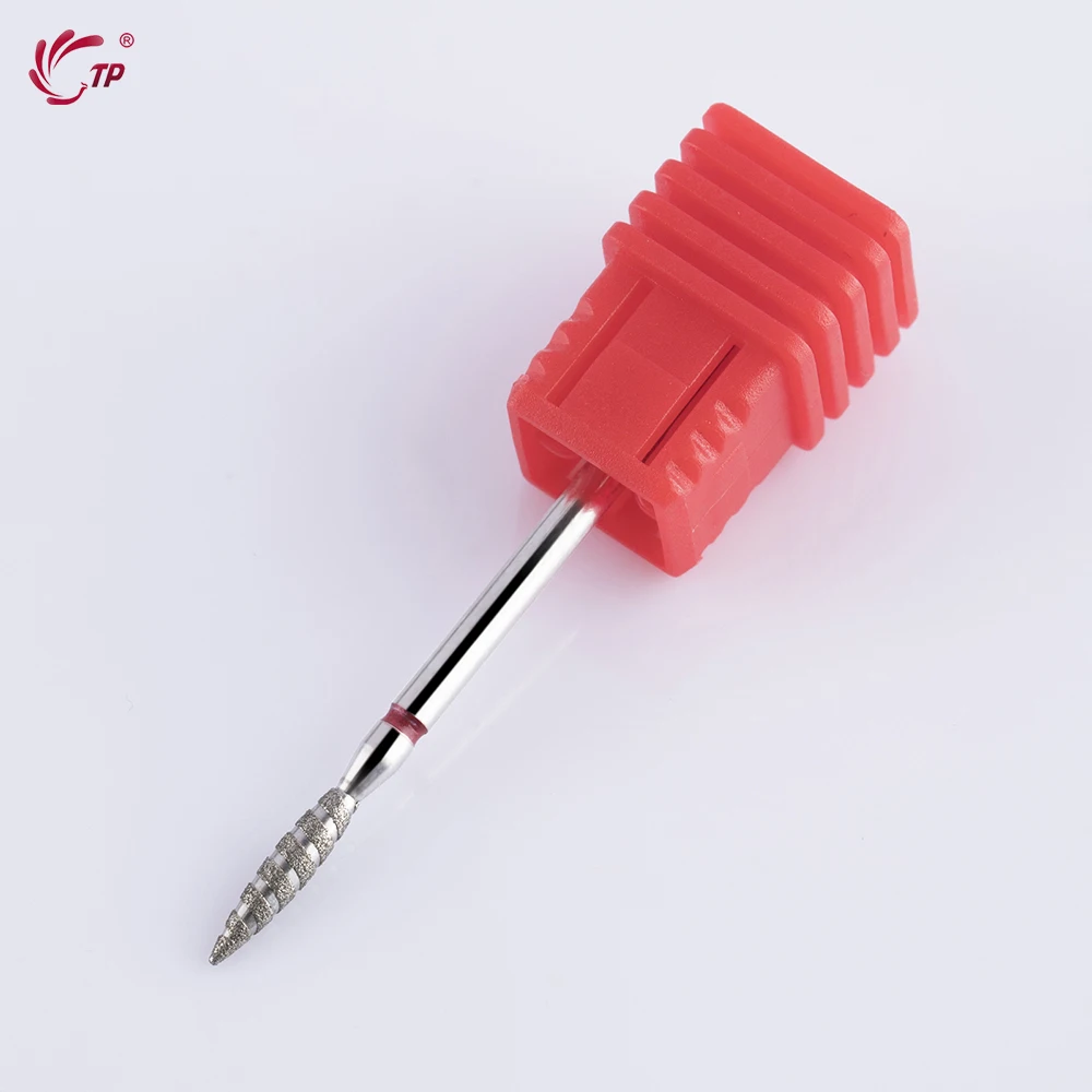 TP 5Pcs 토네이도 불꽃 다이아몬드 네일 드릴 비트 3/32 ''생크 매니큐어 커터 로터리 버 드릴 액세서리 나선형 네일 밀스 도구