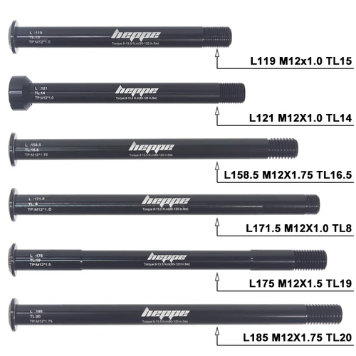 Imagen 2 del producto Brochetas de eje pasante para bicicleta de montaña HEPPE M12 M15 eje de horquilla delantera MTB eje trasero eje pasante 12x142/148 12x100/110 P1.0/1.5/1.75