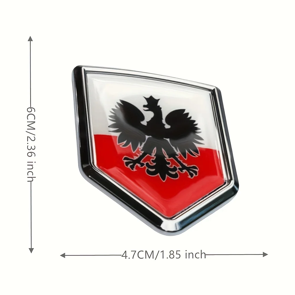 Polska Polski Flaga Polski Emblemat Tarcza Kształt Samochód motocykl Chromowana Naklejka Czarny Orzeł Emblematy Samochodowe — zdjęcie 2