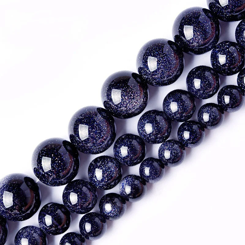 1 Strand Natural Stone Blue Sandstone Beads 4 6 8 10mm Pick Size Round Bead for Jewelry Making DIY Necklace Bracelet Accessory