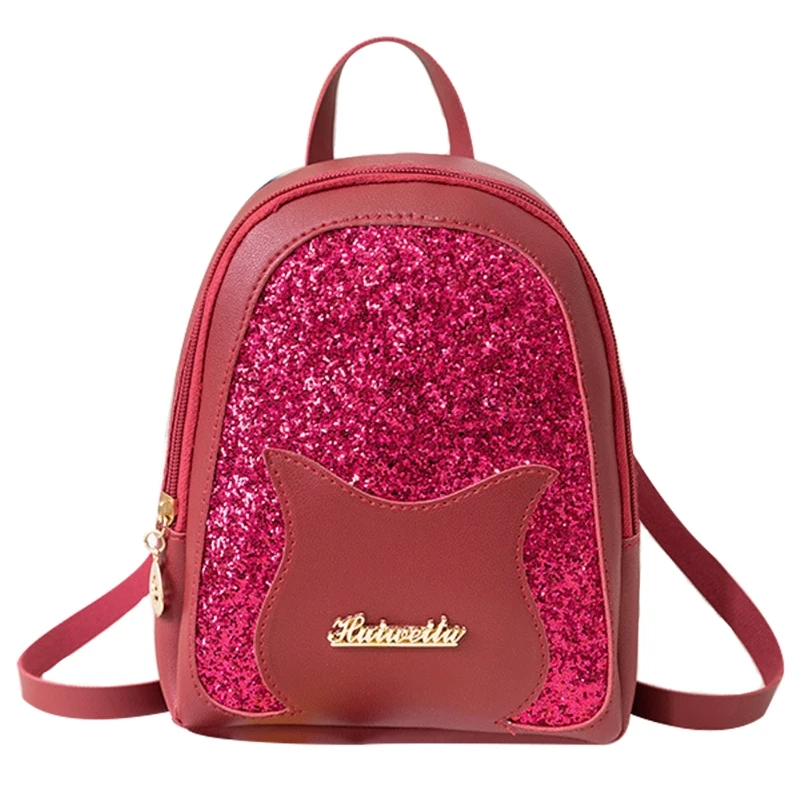 Girl's Small Backpack Fashion Sequin Shoulder Bag Women Multi-Function Anti-theft Rucksack Mini Dayack for Teenage