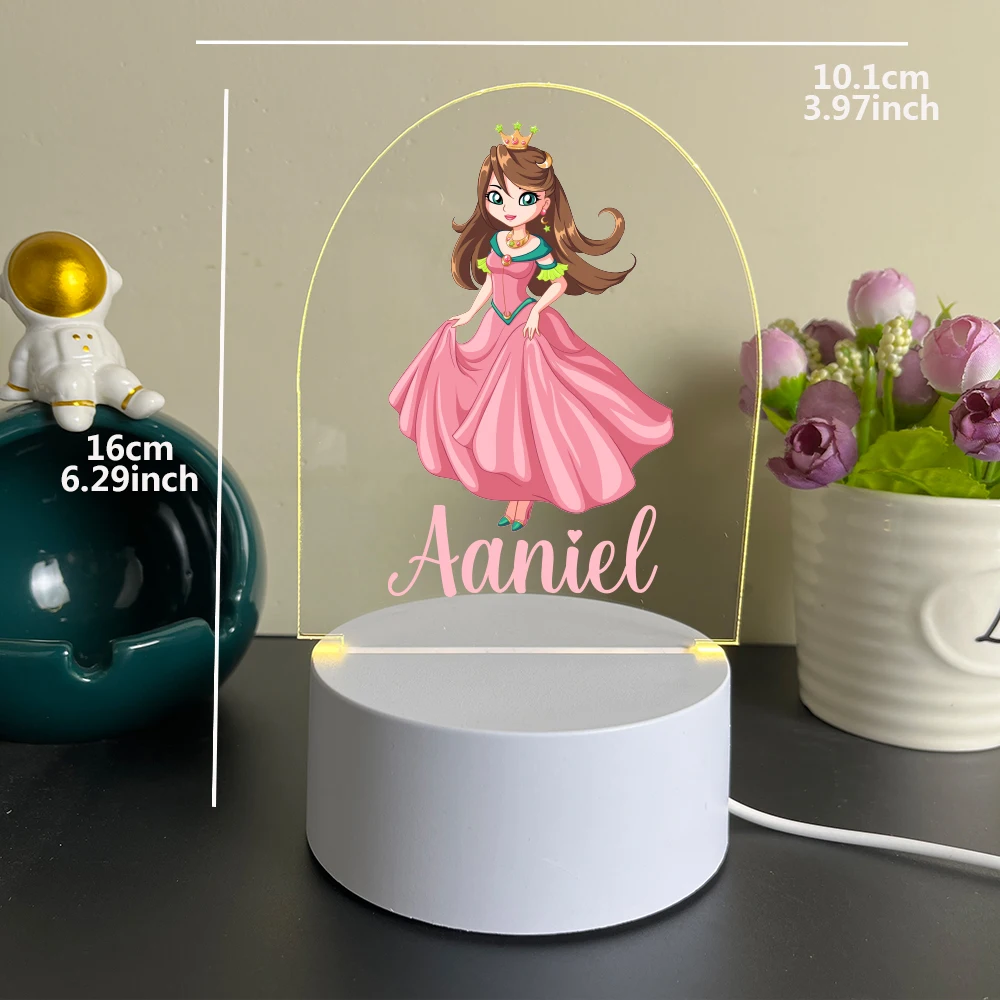 1 pc vários estilo bonito impressão uv nome personalizado acrílico luzes da noite led candeeiro de mesa decoração crianças presente aniversário