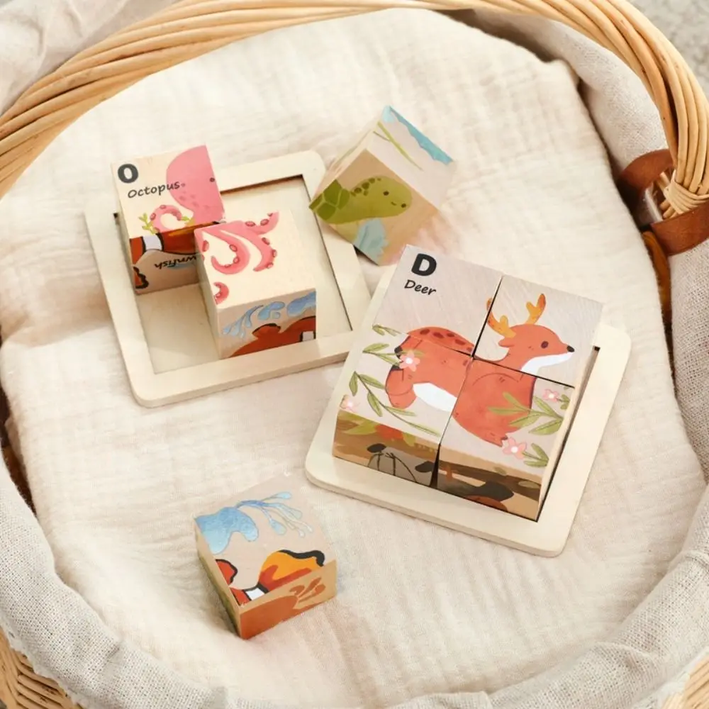 Wood Animal Sliding Puzzle Movable Jigsaw Toy Logic Game Matching Memory Game Sudoku Montessori Toy Montessori Educational Toy