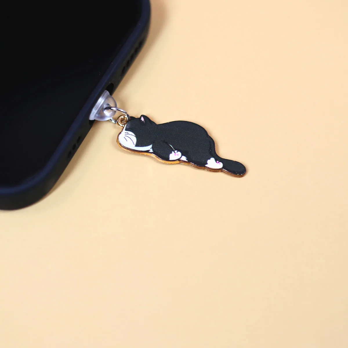 Cute Cat Crawling Funny Phone Dust Plug Pendant Keychain Decoration Accessories For Iphone For Samsung Type-C Port Dust Plug