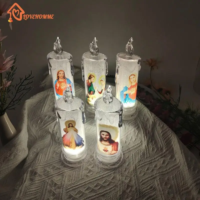 Jesus Virgin Christ lampa świeca romantyczna herbata światło elektroniczne bezpłomieniowe LED Deco