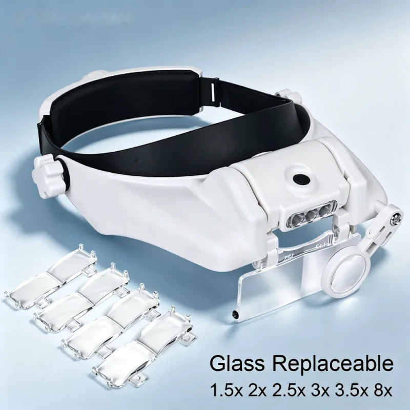 USB Rechargeable Glasses Loupe Watchmaker Repair Tool Glasses Magnifier LED Headband Magnifying Glass 1.5x 2x 2.5x 3x 3.5x 8