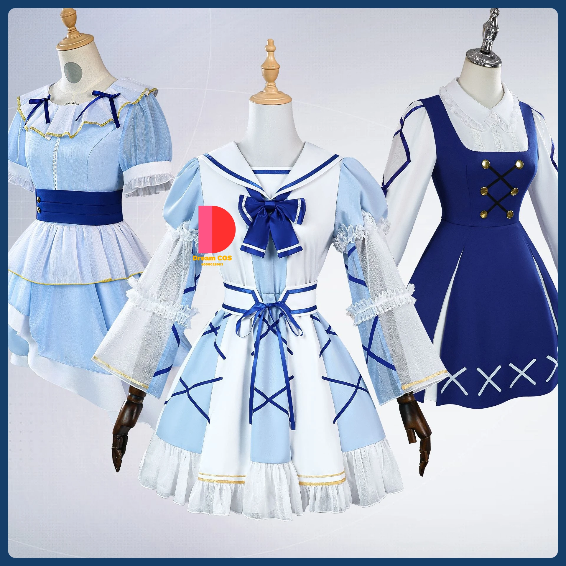 

LoveLive Aqours Cosplay Costume Anime 100th Anniversary of Numazu Role Playing Blue Uniform Cute Dress Women Comic Con Outfit