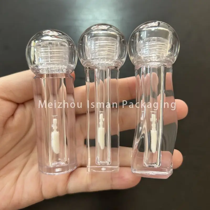 50pcs clear ball top 3ml lip gloss tube unique empty transparent wavy irregular lipgloss cosmetic packaging tubes