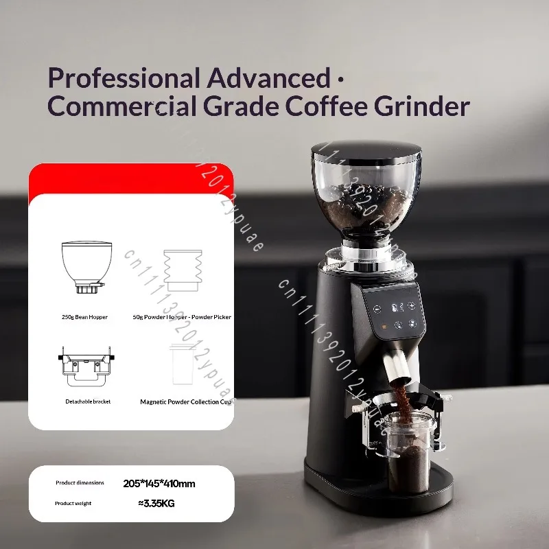 Professional 64mm Flat Burr Coffee Grinder,Stainless Steel Burr, 100 Grind Settings,Adjustable Timer Anti-Static Digital Display