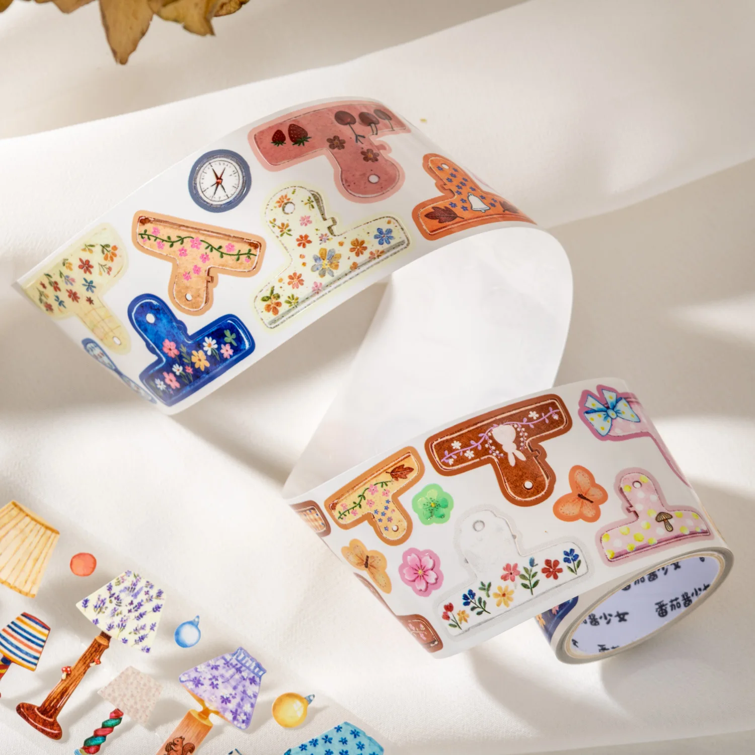 See Small Things Series Kawaii Light Flower Clip Handbag Bird Landscape Tape Creative DIY Journal Material Collage Stationery