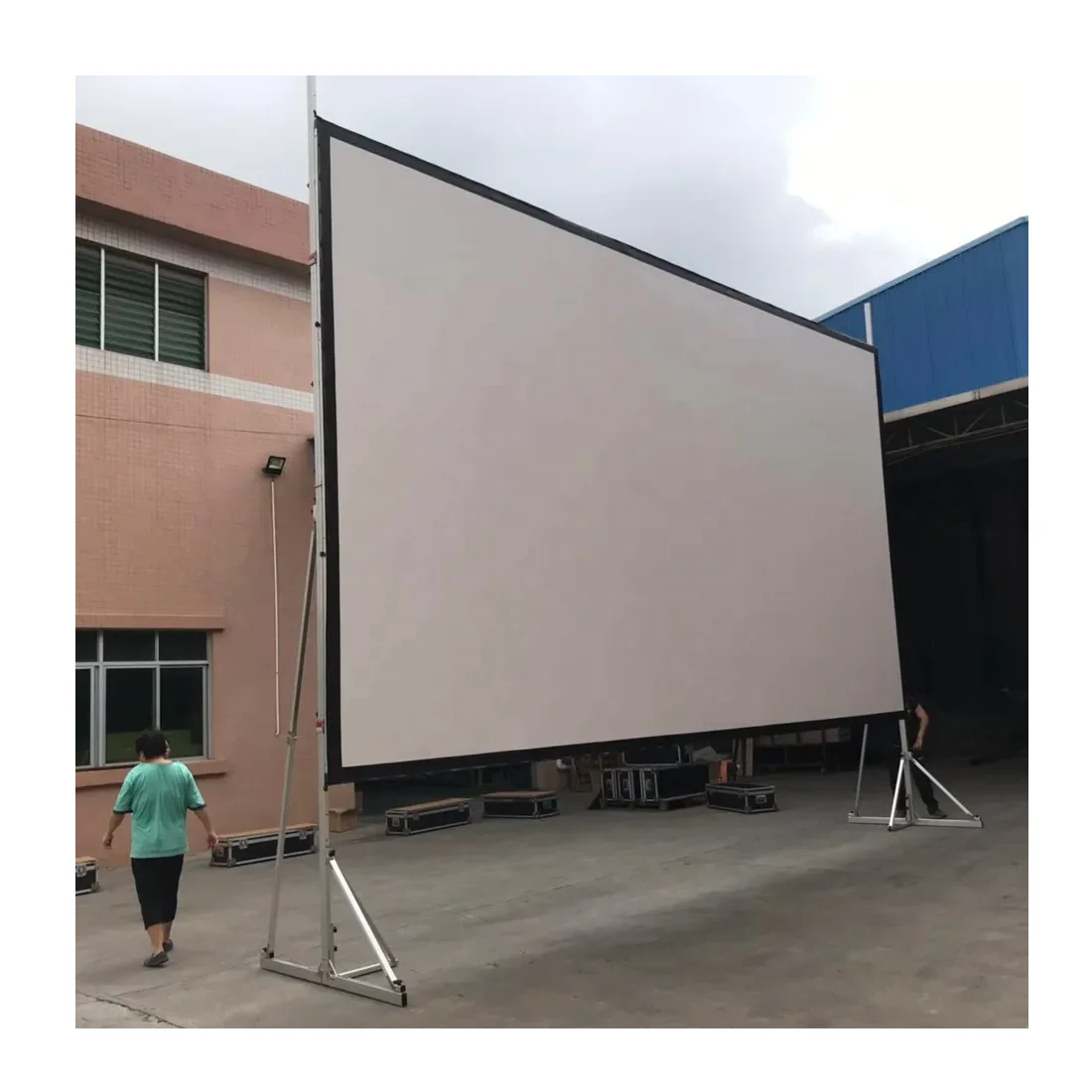 Customize Any Size 16:9 Format Movable Portable Foldable Large Size Outdoor Fast Folding Projector Projection Screen with Stand
