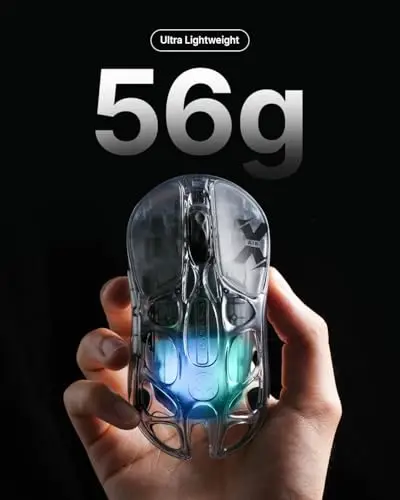 GravaStar X AIR Tri-Mode Gaming Mouse 56g Light Skeleton PAW3950 8K RGB Wireless Esports Mouse