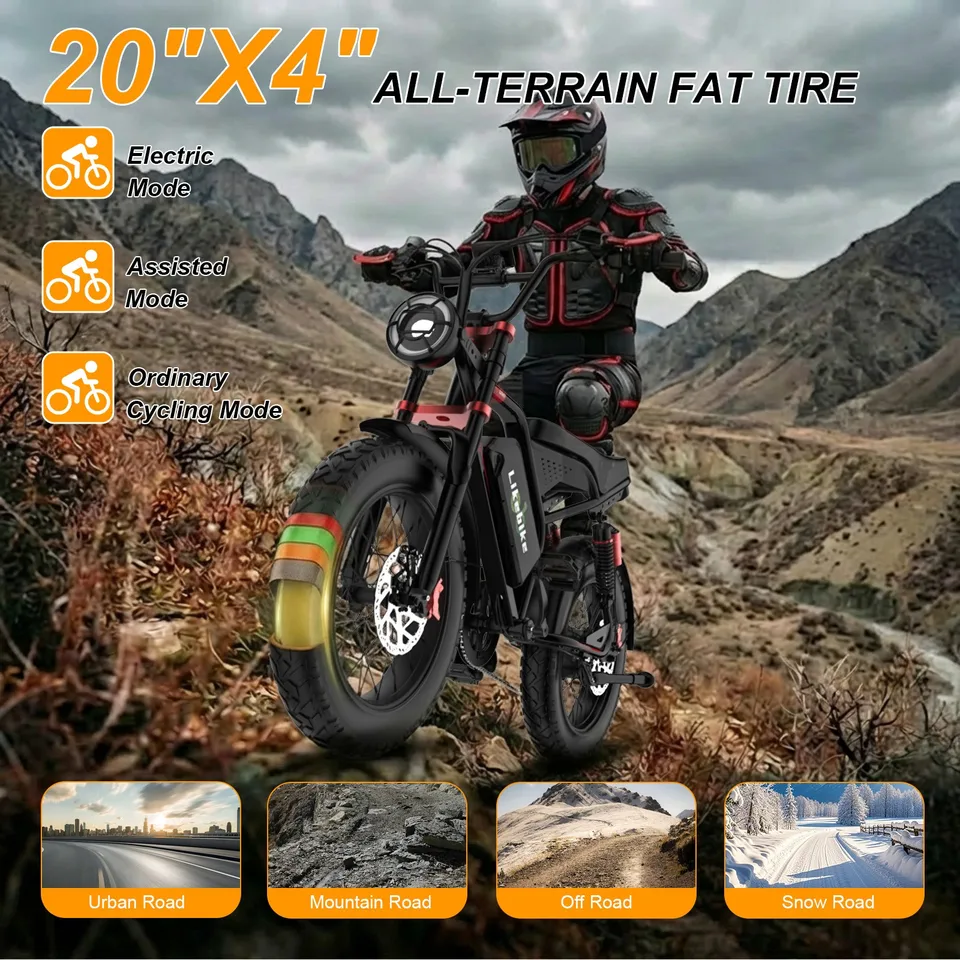 3000W Peak Motor Electric eBike Bicycle 20" Fat Tire E-Bike 48V 33Ah for Adults image 4