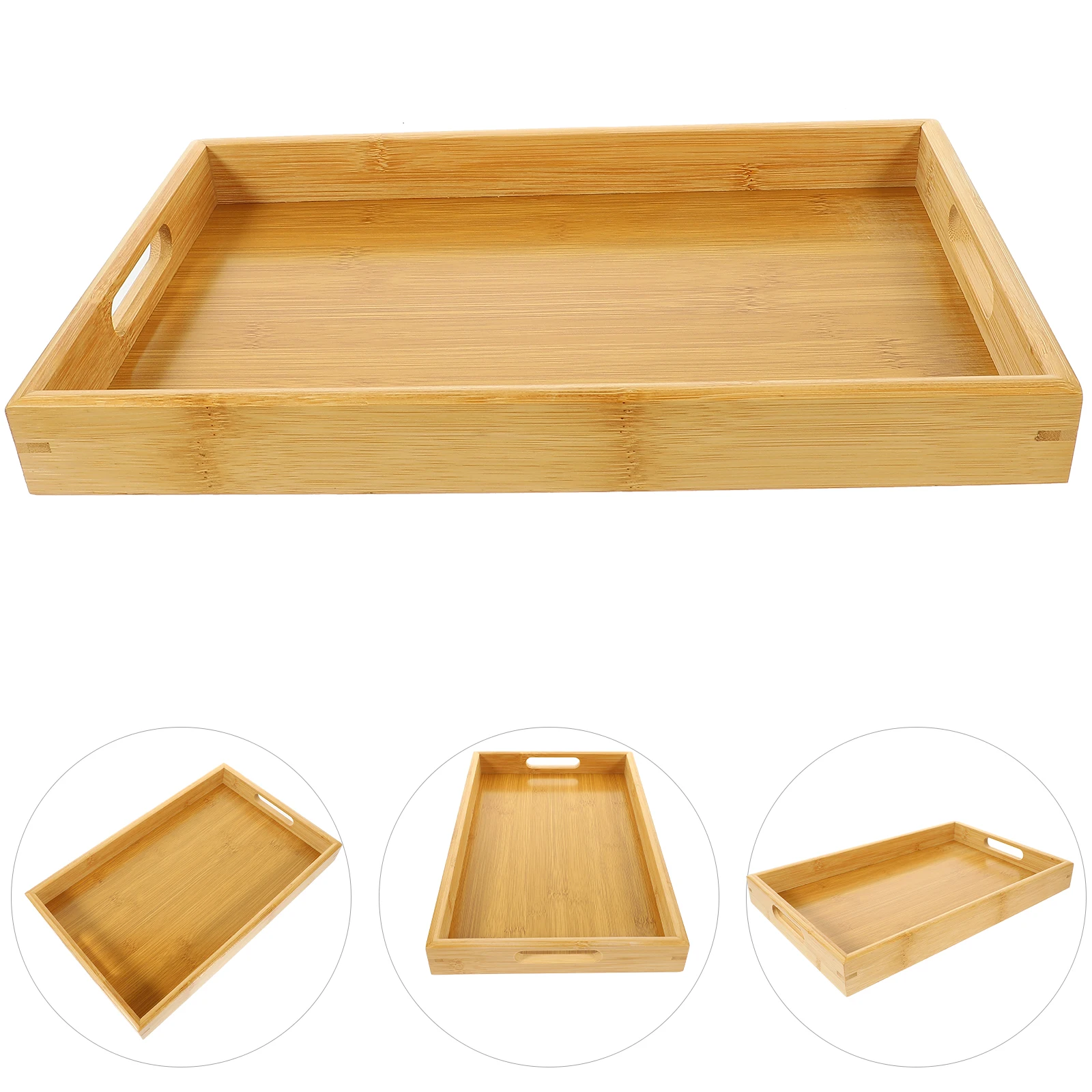 

Bamboo Tray Rectangular Household Tea Set Japanese Dinner Plate Coffee Table Decor Cup Bed Display Food Storage 35x22cm Smooth