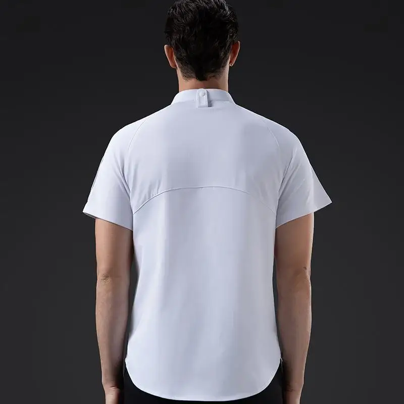 Summer Chef Uniform Custom Printed Logo Short Sleeved Men's Breathable Thin Design Hotel Restaurant Kitchen Cooking Workwear