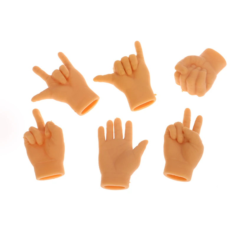 1/3/6PCS Cats Toy Mini Hand Funny Palm-shaped Creative Finger Gesture Set Silicone Small Hands Cat Fake Hand Gloves