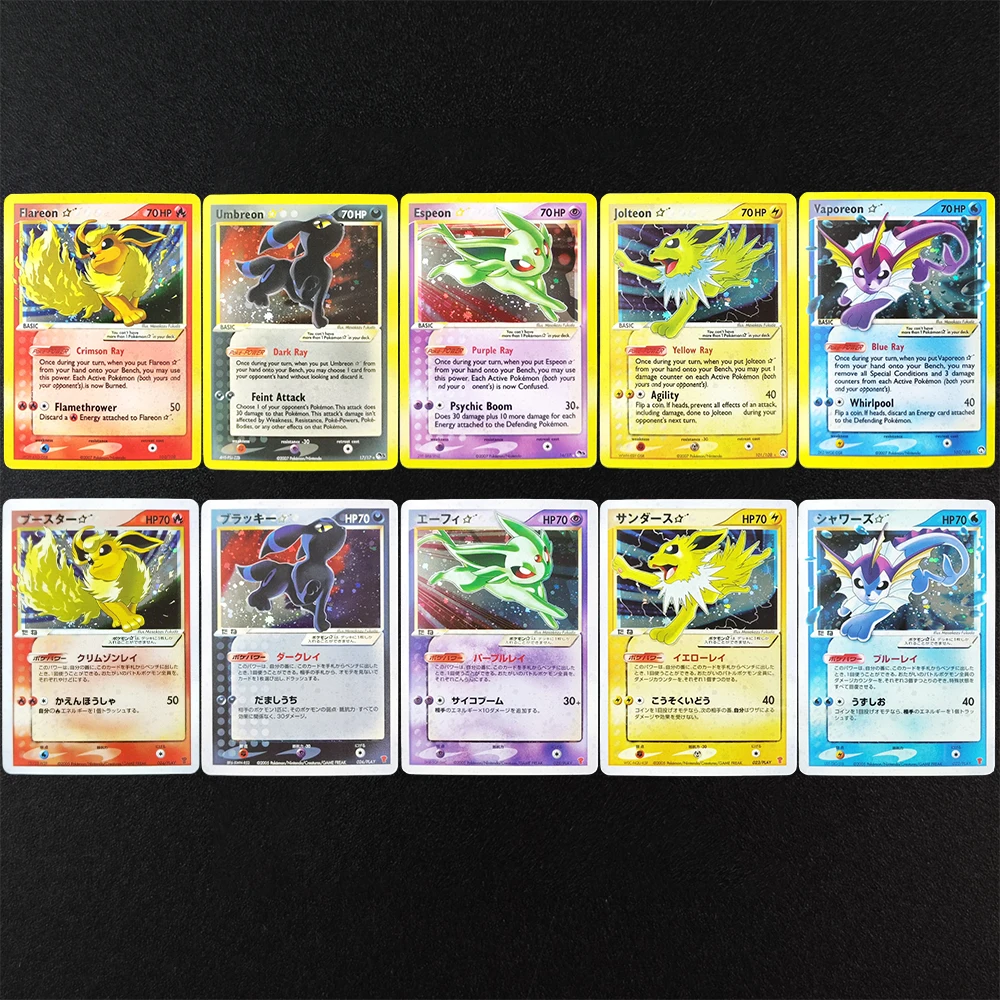 

DIY Proxy PTCG английский/японский Espeon Umbreon Jolteon Vaporeon Flareon Gold Star Аниме Коллекция Игрушка-флеш-карта
