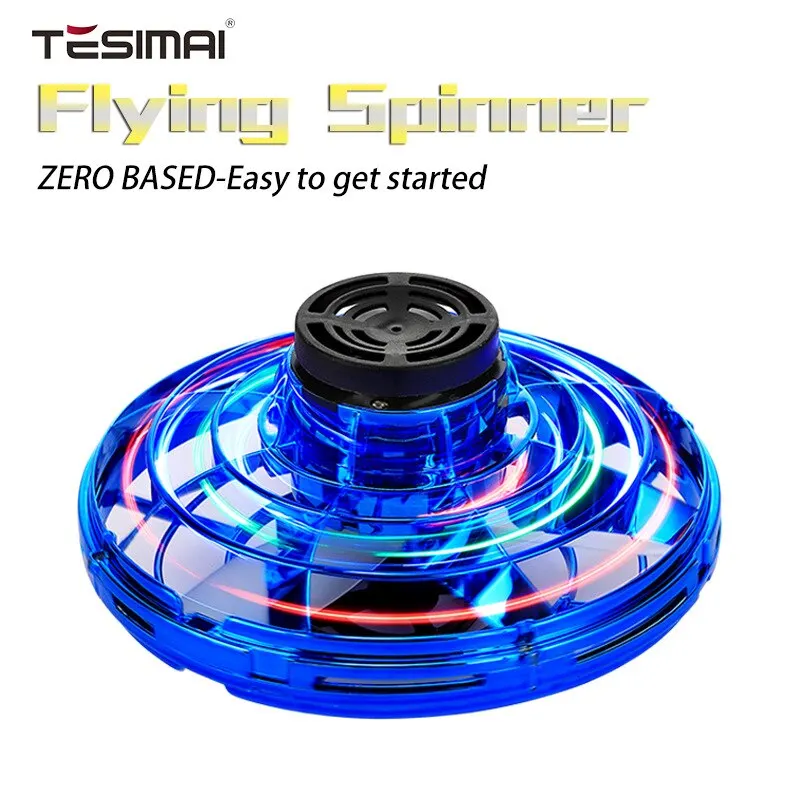 Mini Flying Spinner Luminous UFO Drone Hand Operated Flyorb Fly Fidget Toys Children Kids Adult Christmas Birthday Gift