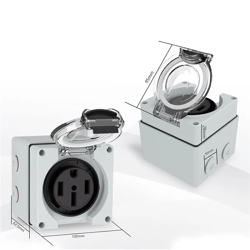 Y17A 6X 50Amp Power Outlet Box,125/250Volt NEMA 14-50R Receptacle Outdoor Dustproof And Weatherproof For Electric Vehicles