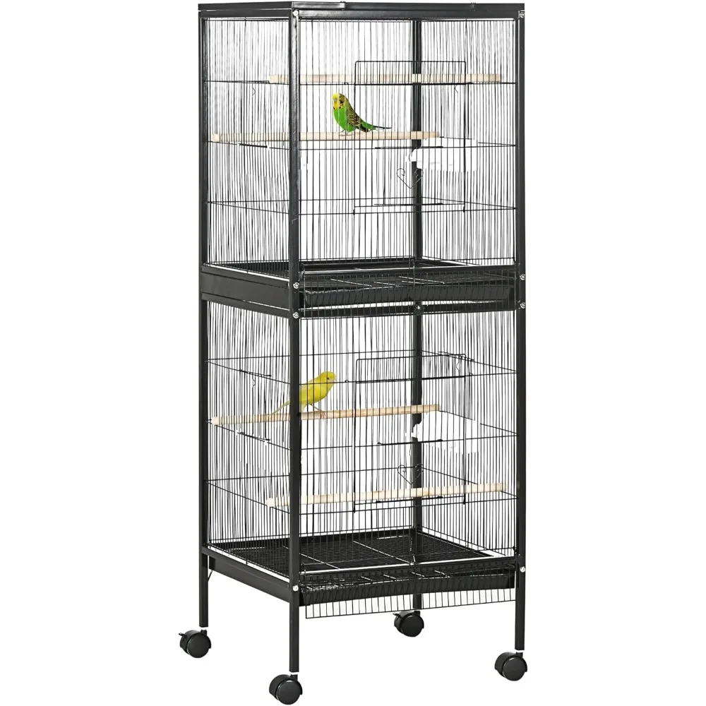 Large Bird Cage with 1.7 ft. Width for Wingspan, Bird Aviary Indoor with Multi-Door Design, Fit for a Canary, Finch, Conure