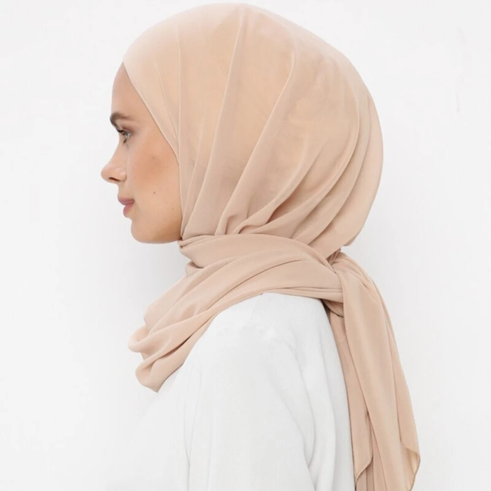 2024 chiffon instantâneo hijab com lenço interno envoltório mulher cor pura muçulmano hijabs undercap bandana turbante islâmico bonnet