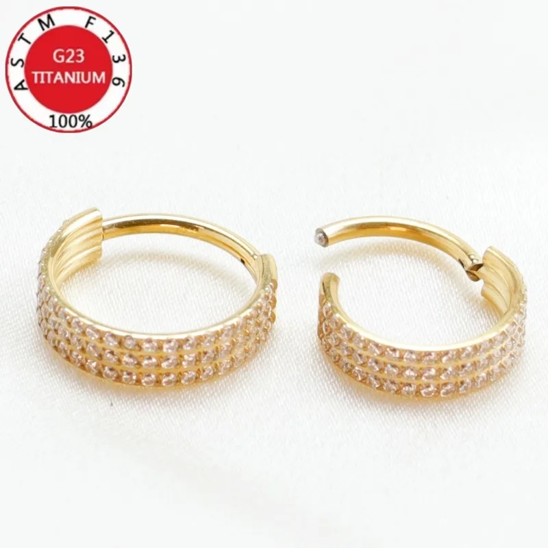2/5Pcs G23 Titanium Nose Ring Implant Grade Seamless Earrings Clicker Hoop Ring for Cartilage Helix Rook Septum Daith Tragus