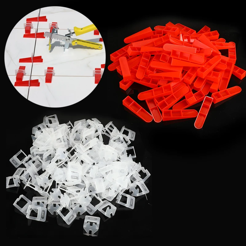 

Plastic Ceramic Tile Leveling System 200 Clips+100 Wedges Tiling Flooring Tools Wedges Clips For DIY Installation