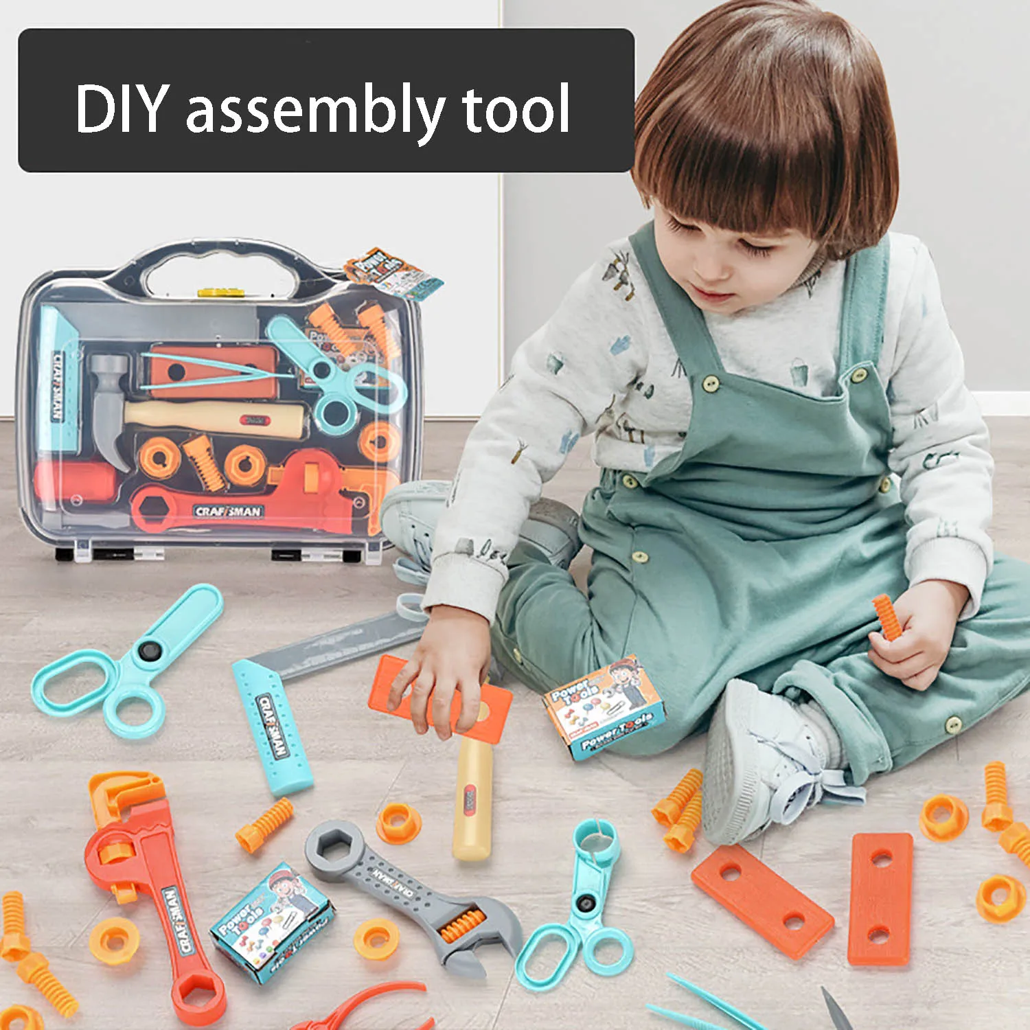 Set di cassette degli attrezzi per bambini, giocattoli a vite e assemblare, casetta da gioco, strumenti di riparazione, assemblaggio fai-da-te