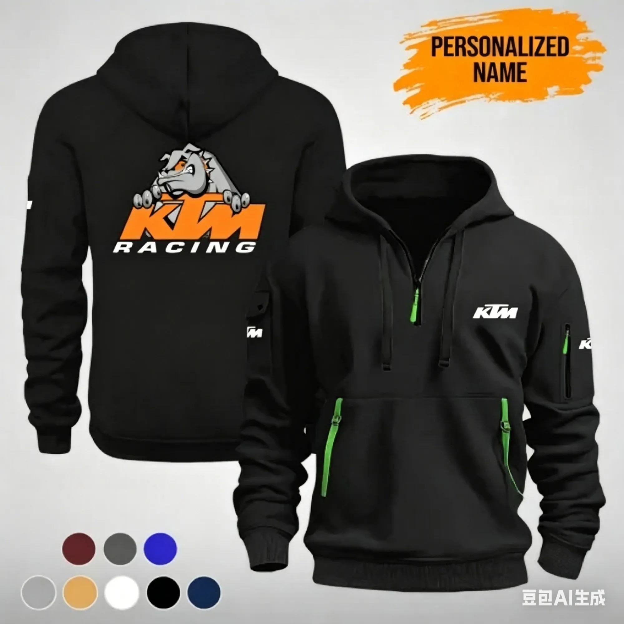 Sudadera con capucha y media cremallera KTM Racing Bulldog para hombre / Chaqueta con capucha para motociclismo