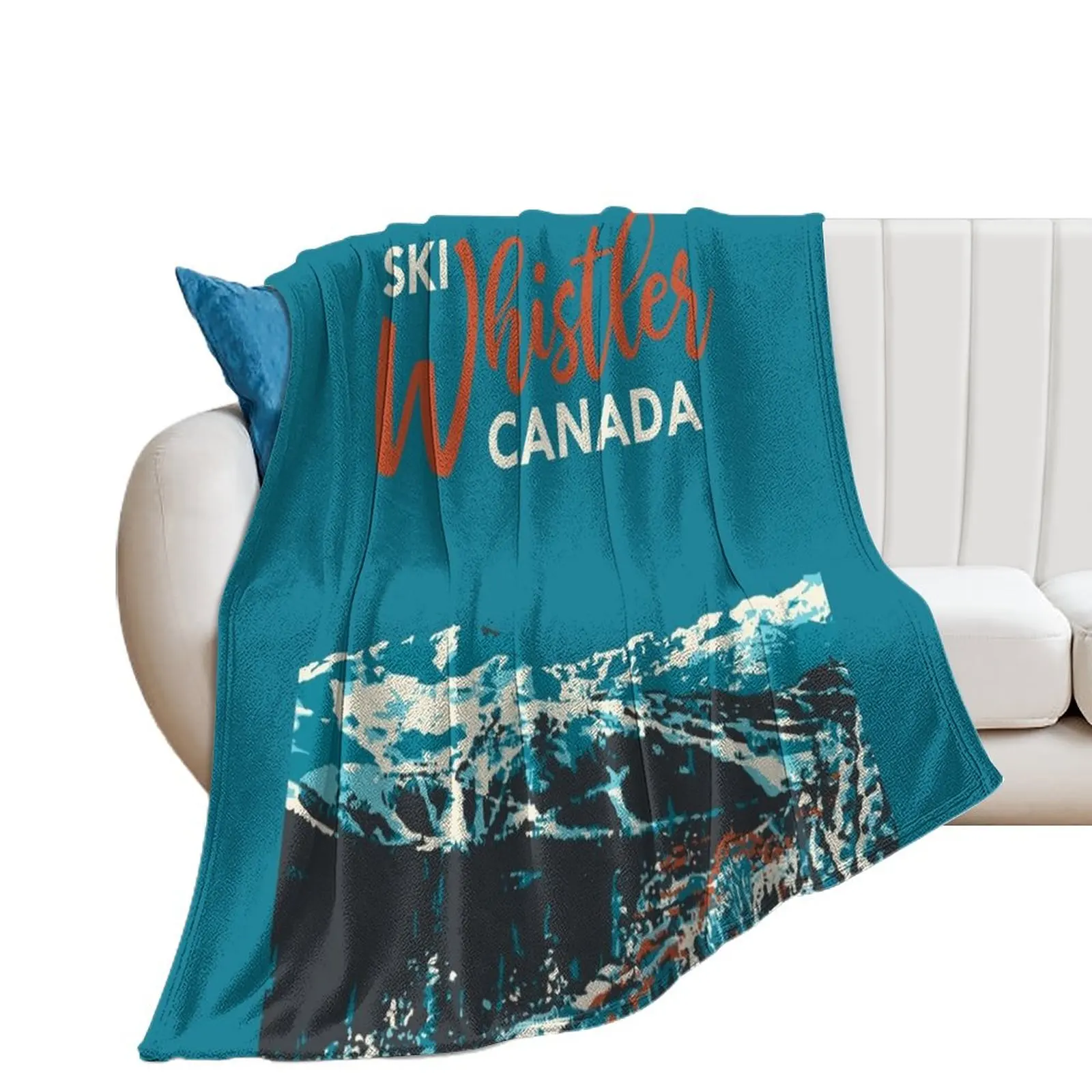 Vintage Whistler Canada Ski Poster Throw Blanket For Baby Extra Large Throw Flannel Fabric Luxury Throw Blankets