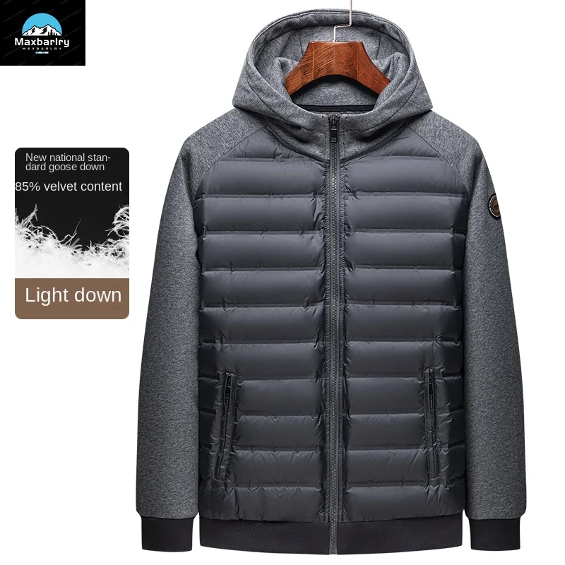 Chaqueta de plumas de ganso para hombre, abrigo de esquí informal con capucha, ropa de diseño de alta gama, ligera, invierno, nuevo, 2024