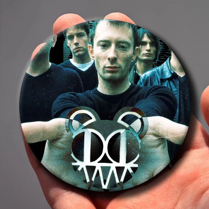 Rock Band R-Radiohead Thom Yorke Button Pins Round Snap-in Brooch Backpack Coat Decor Jewlery Badge Music Lover Collect Gifts