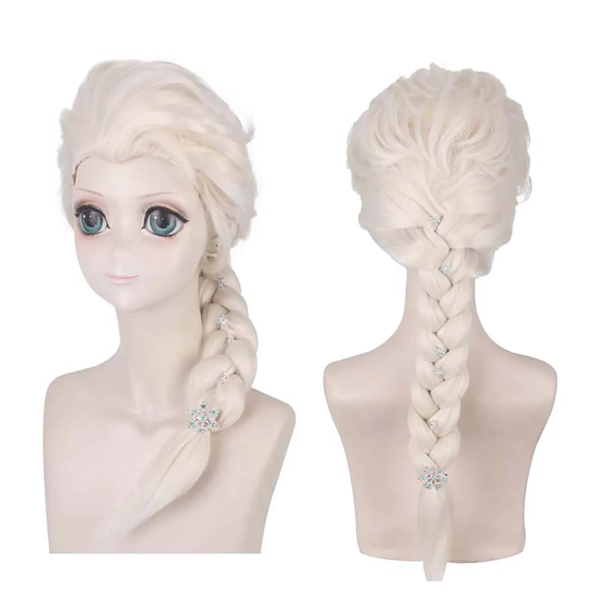 

Хэллоуин косплей костюм аксессуары женский принцесса Эльза блондинка плетеный парик со шпилькой в виде снежинки