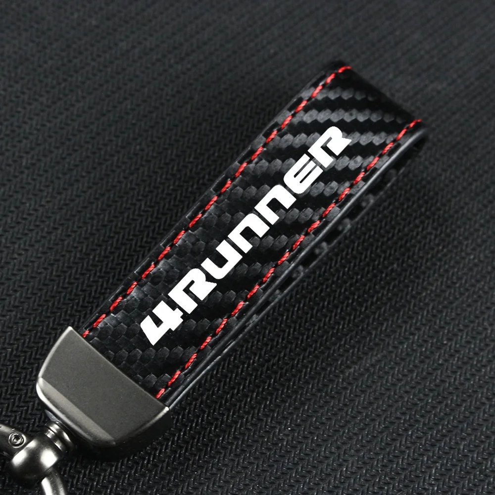 Car Carbon Fiber Leather Rope Car Keychain Key Chain Pendant Keyring Horseshoe Buckle for 4RUNNER 4WD AURIS AVALON Accessories